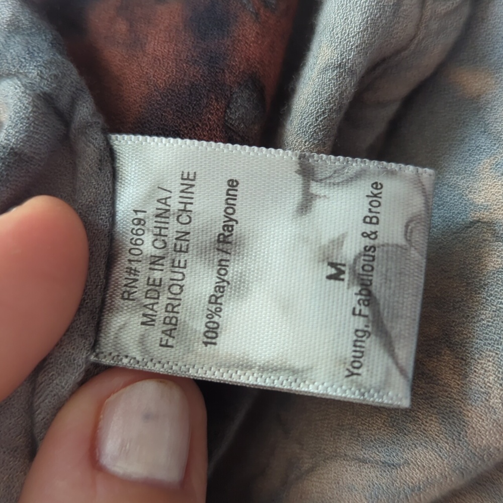 YOUNG FABULOUS & BROKE Tie Dye Gray Brown Shirt M Unisex - Picture 12 of 14